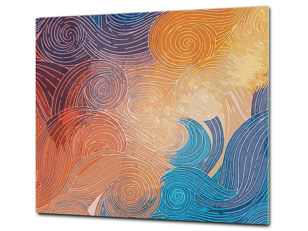 Induction Cooktop Cover –Shatter Resistant Glass Kitchen Board – Hob cover; MEASURES: SINGLE: 60 x 52 cm (23,62” x 20,47”); DOUBLE: 30 x 52 cm (11,81” x 20,47”); D32 Paintings Series: Impressionist sky 2