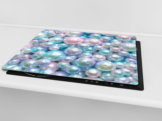 UNIQUE Tempered GLASS Kitchen Board –Scratch Resistant Glass Cutting Board –Glass Countertop MEASURES: SINGLE: 60 x 52 cm (23,62” x 20,47”); DOUBLE: 30 x 52 cm (11,81” x 20,47”); D29 Colourful Variety Series: Shiny pearls 2