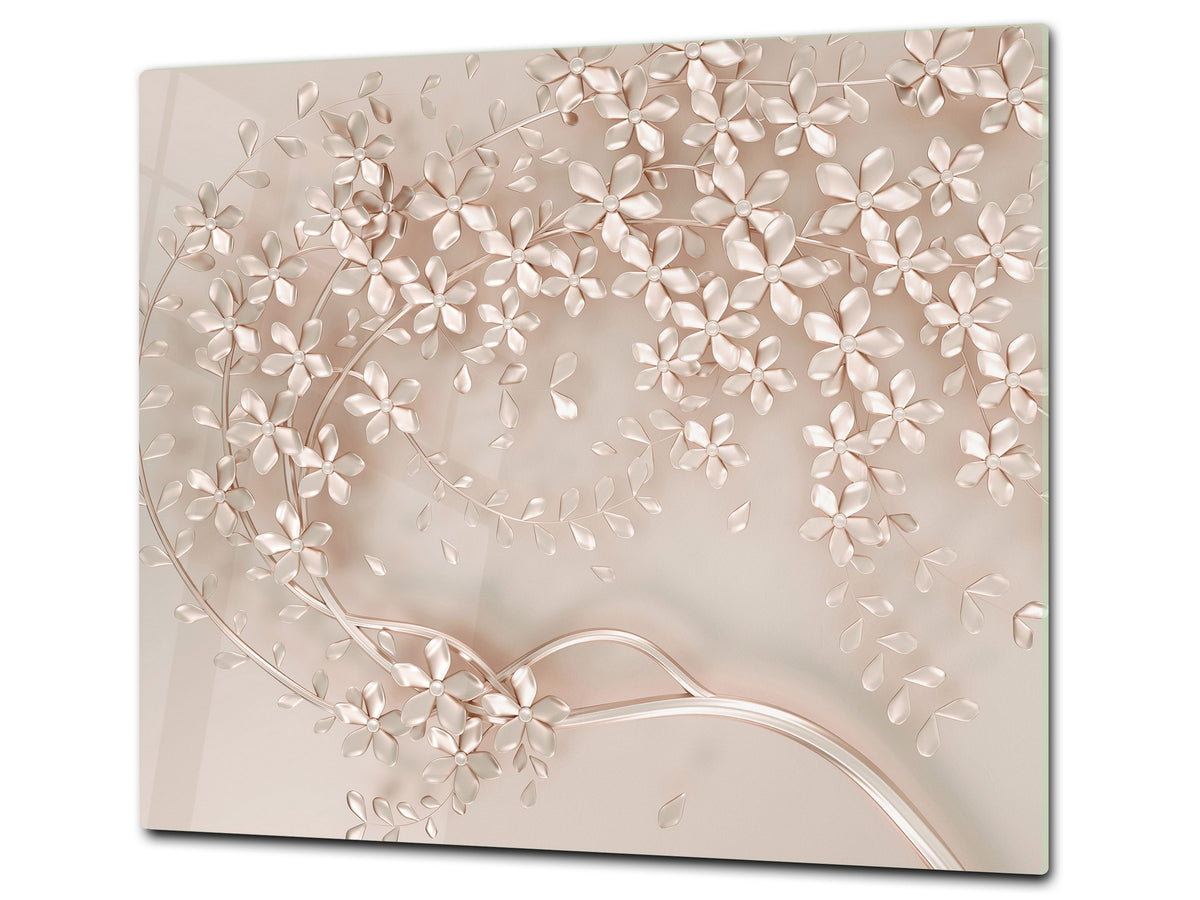 UNIQUE Tempered GLASS Kitchen Board –Scratch Resistant Glass Cutting Board –Glass Countertop MEASURES: SINGLE: 60 x 52 cm (23,62” x 20,47”); DOUBLE: 30 x 52 cm (11,81” x 20,47”); D29 Colourful Variety Series: Beige decorative tree