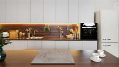 UNIQUE Tempered GLASS Kitchen Board –Scratch Resistant Glass Cutting Board –Glass Countertop MEASURES: SINGLE: 60 x 52 cm (23,62” x 20,47”); DOUBLE: 30 x 52 cm (11,81” x 20,47”); D29 Colourful Variety Series: Beige decorative tree