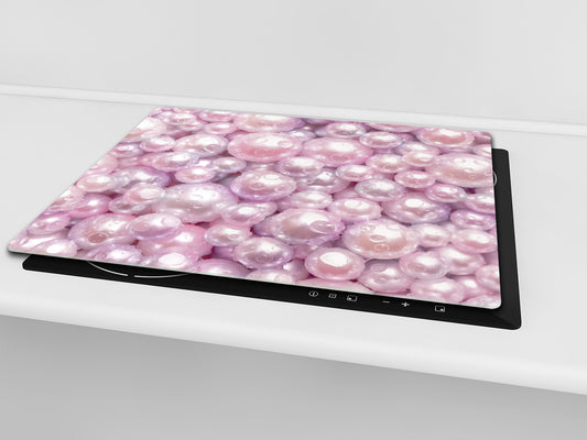 UNIQUE Tempered GLASS Kitchen Board –Scratch Resistant Glass Cutting Board –Glass Countertop MEASURES: SINGLE: 60 x 52 cm (23,62” x 20,47”); DOUBLE: 30 x 52 cm (11,81” x 20,47”); D29 Colourful Variety Series: Pink pearls