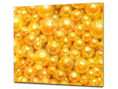 UNIQUE Tempered GLASS Kitchen Board –Scratch Resistant Glass Cutting Board –Glass Countertop MEASURES: SINGLE: 60 x 52 cm (23,62” x 20,47”); DOUBLE: 30 x 52 cm (11,81” x 20,47”); D29 Colourful Variety Series:  Shiny yellow surface