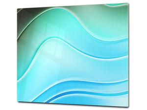 UNIQUE Tempered GLASS Kitchen Board –Scratch Resistant Glass Cutting Board –Glass Countertop MEASURES: SINGLE: 60 x 52 cm (23,62” x 20,47”); DOUBLE: 30 x 52 cm (11,81” x 20,47”); D29 Colourful Variety Series:  Colourful wavy pattern