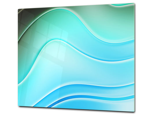 UNIQUE Tempered GLASS Kitchen Board –Scratch Resistant Glass Cutting Board –Glass Countertop MEASURES: SINGLE: 60 x 52 cm (23,62” x 20,47”); DOUBLE: 30 x 52 cm (11,81” x 20,47”); D29 Colourful Variety Series:  Colourful wavy pattern