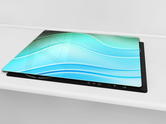 UNIQUE Tempered GLASS Kitchen Board –Scratch Resistant Glass Cutting Board –Glass Countertop MEASURES: SINGLE: 60 x 52 cm (23,62” x 20,47”); DOUBLE: 30 x 52 cm (11,81” x 20,47”); D29 Colourful Variety Series:  Colourful wavy pattern