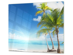 Very Big Kitchen Board – Glass Cutting Board and worktop saver; Nature series DD08: Costa marina 8