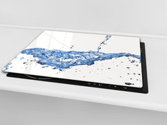 CUTTING BOARD and Cooktop Cover - Impact & Shatter Resistant Glass D02 Water Series: Water 14