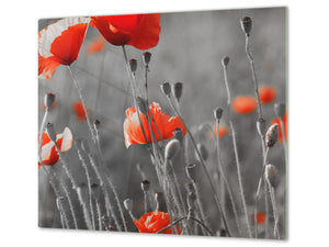 Glass Cutting Board and Worktop Saver D06 Flowers Series: Poppies 1