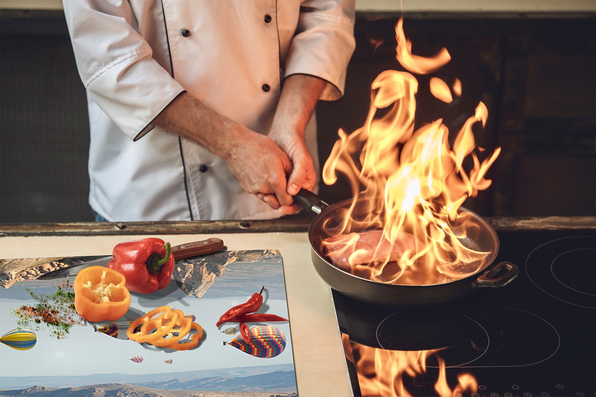 Glass Pastry Board 60D18: Balloon flight