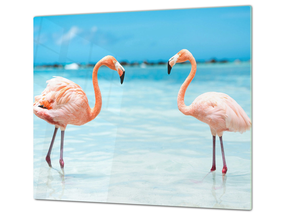 Tempered GLASS Cutting Board 60D01: Flamingos