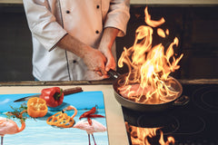 Tempered GLASS Cutting Board 60D01: Flamingos