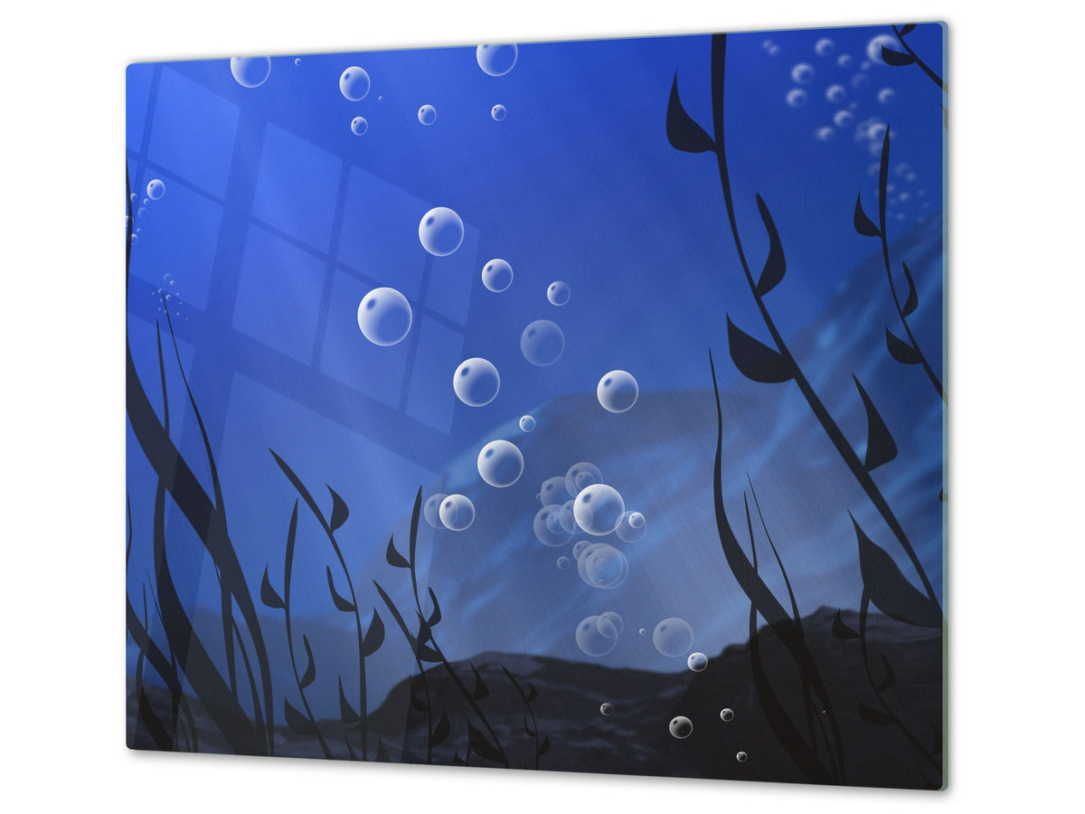 Tempered GLASS Cutting Board – Worktop saver  D15 Drawings Series:  Water 3