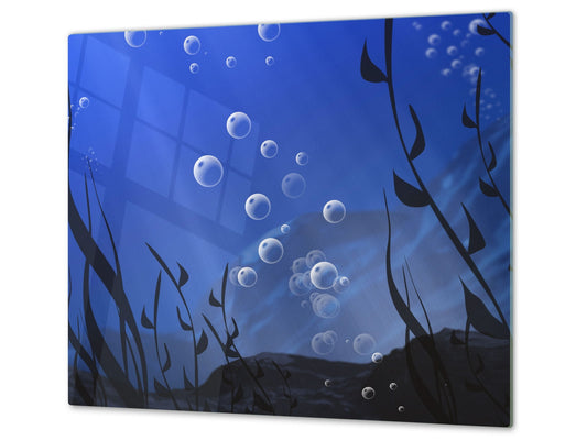 Tempered GLASS Cutting Board – Worktop saver  D15 Drawings Series:  Water 3