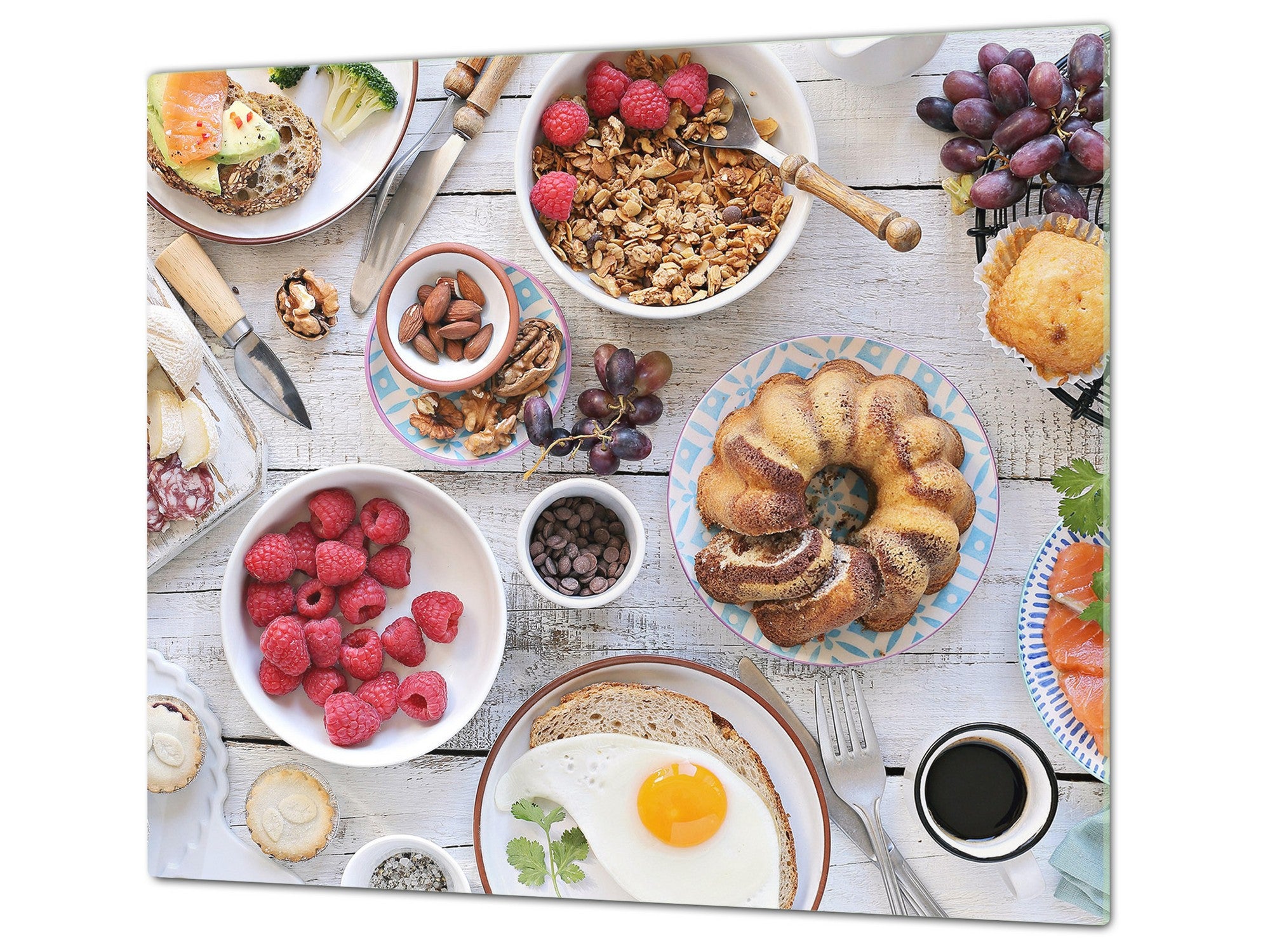 Tempered GLASS Cutting Board 60D16: Breakfast 5