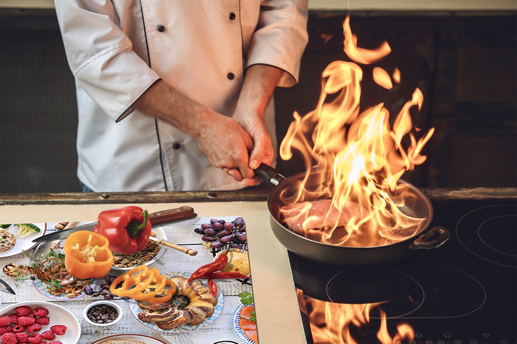 Tempered GLASS Cutting Board 60D16: Breakfast 5