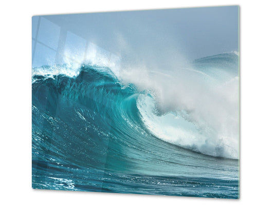 CUTTING BOARD and Cooktop Cover - Impact & Shatter Resistant Glass D02 Water Series: Water 22