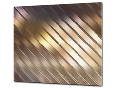 Tempered GLASS Cutting Board – Worktop saver and Pastry Board –- Glass Kitchen Board; MEASURES: SINGLE: 60 x 52 cm (23,62” x 20,47”); DOUBLE: 30 x 52 cm (11,81” x 20,47”); D28 Golden Waves Series: Elegant golden background