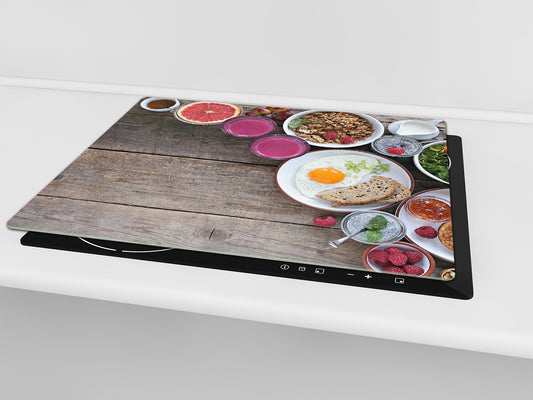 Tempered GLASS Cutting Board 60D16: Colorful breakfast