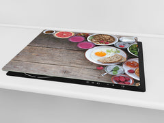 Tempered GLASS Cutting Board 60D16: Colorful breakfast