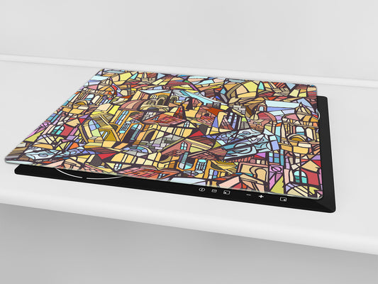 Glass stove top 60D19: Stained glass