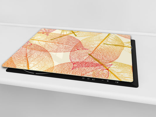 Tempered GLASS Kitchen Board – Impact & Scratch Resistant; D08 Nature Series: Leaves 35
