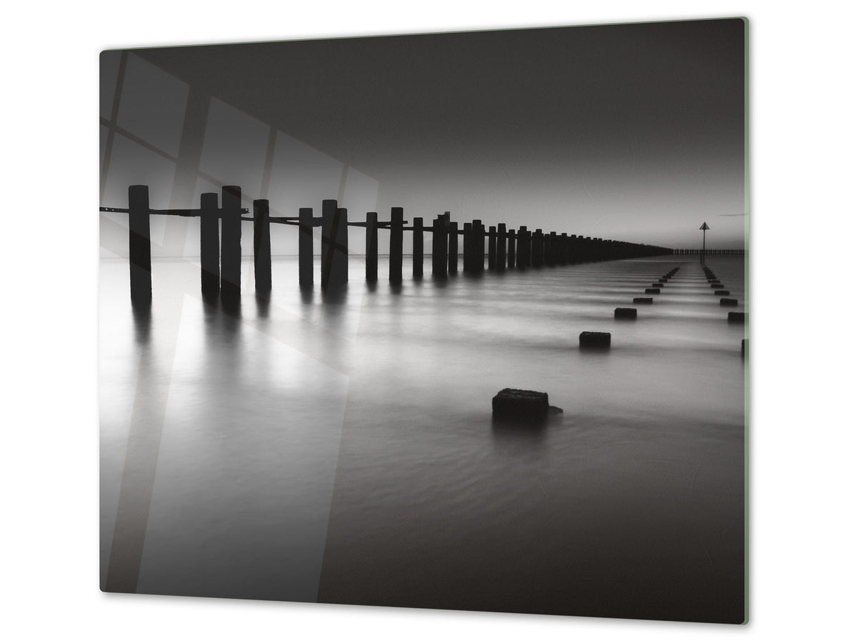 Very Big Kitchen Board – Glass Cutting Board and worktop saver; Nature series DD08: Costa marina 1