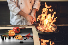 Very Big Kitchen Board – Glass Cutting Board and worktop saver; Nature series DD08: Costa marina 1