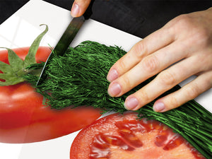ORIGINALE tagliere in VETRO temperato – Copri-piano cottura a induzione; D07 Frutta e Verdura: Pomodori 1