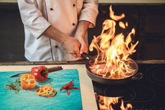 CUTTING BOARD and Cooktop Cover - Impact & Shatter Resistant Glass D02 Water Series: Texture 130