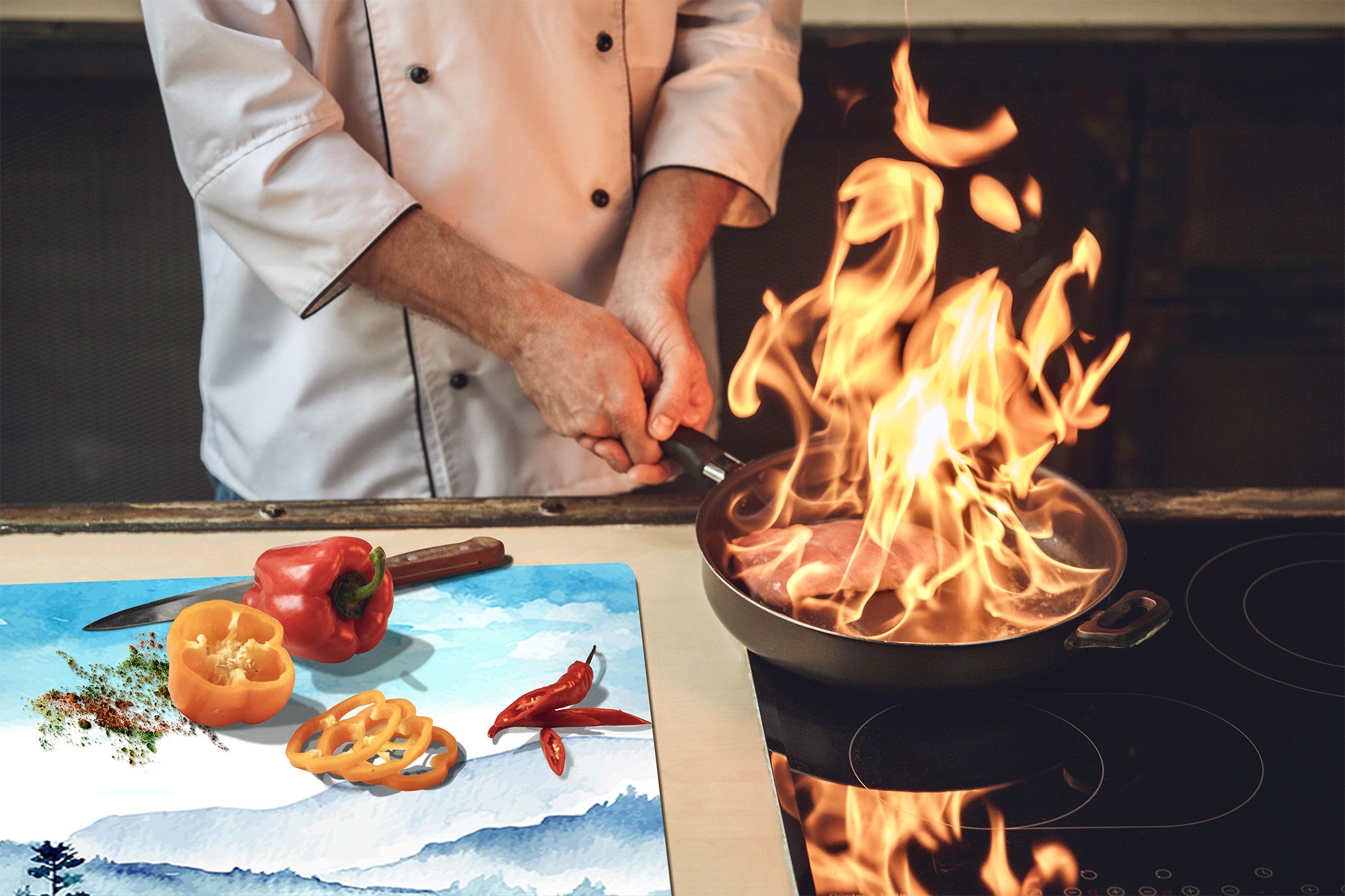 Arbeitsplattenschoner und Nudelbrett 60D08: Berge 1