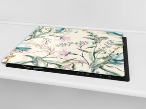 Schneidbrett aus Hartglas und schützende Arbeitsoberfläche D06 Flowers Series: Drawing 11