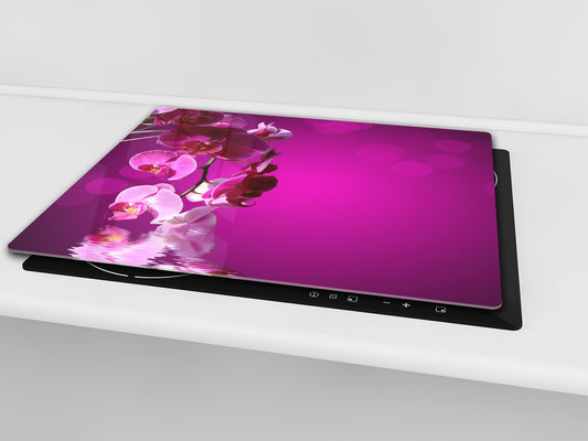 Glass Cutting Board and Worktop Saver D06 Flowers Series: Orchid 2
