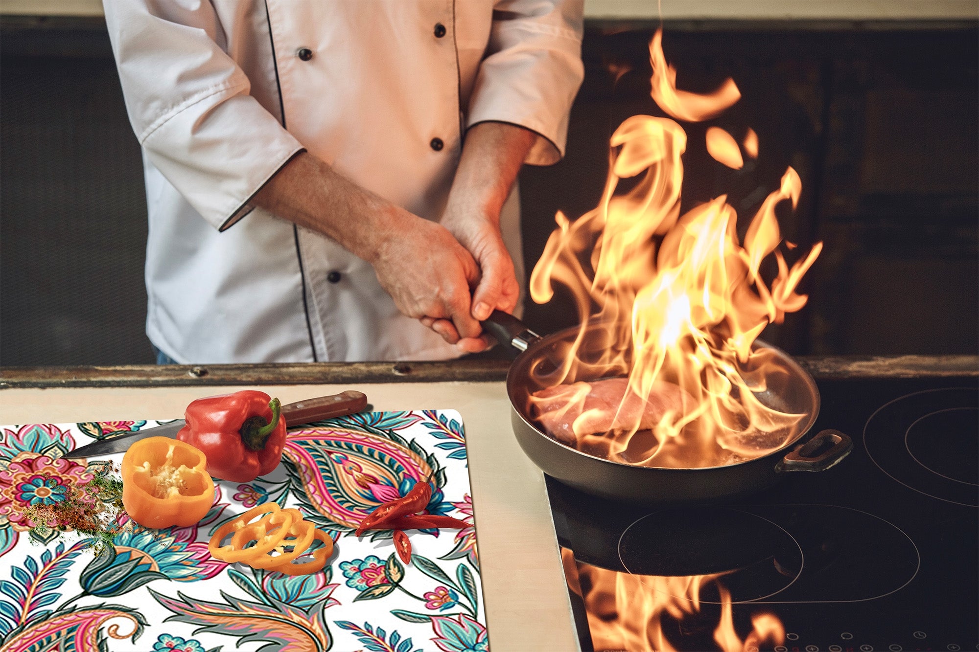 Glass Cutting Board and Worktop Saver D06 Flowers Series: Drawing 66