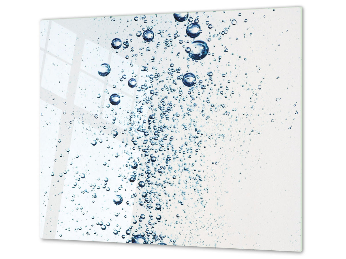 CUTTING BOARD and Cooktop Cover - Impact & Shatter Resistant Glass D02 Water Series: Water 24