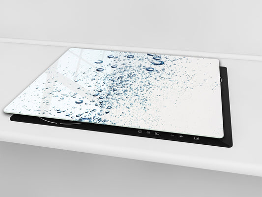 CUTTING BOARD and Cooktop Cover - Impact & Shatter Resistant Glass D02 Water Series: Water 24