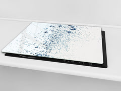 CUTTING BOARD and Cooktop Cover - Impact & Shatter Resistant Glass D02 Water Series: Water 24