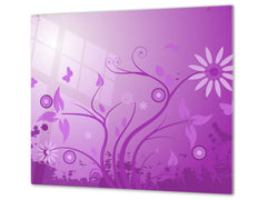 Cubre vitros de cristal templado - Tabla para cortar de cristal – Tabla para amasar y protector de vitro D06 Serie Flores: Arte abstracto 16