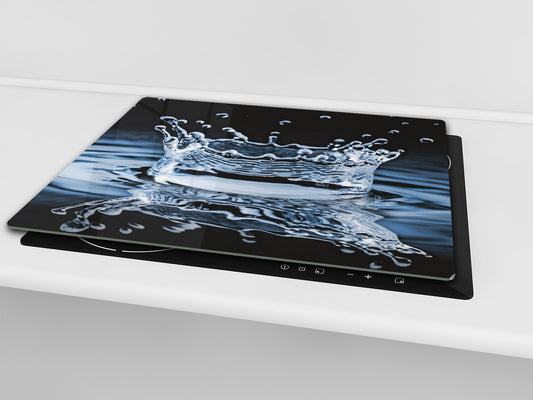 CUTTING BOARD and Cooktop Cover - Impact & Shatter Resistant Glass D02 Water Series: Water 19