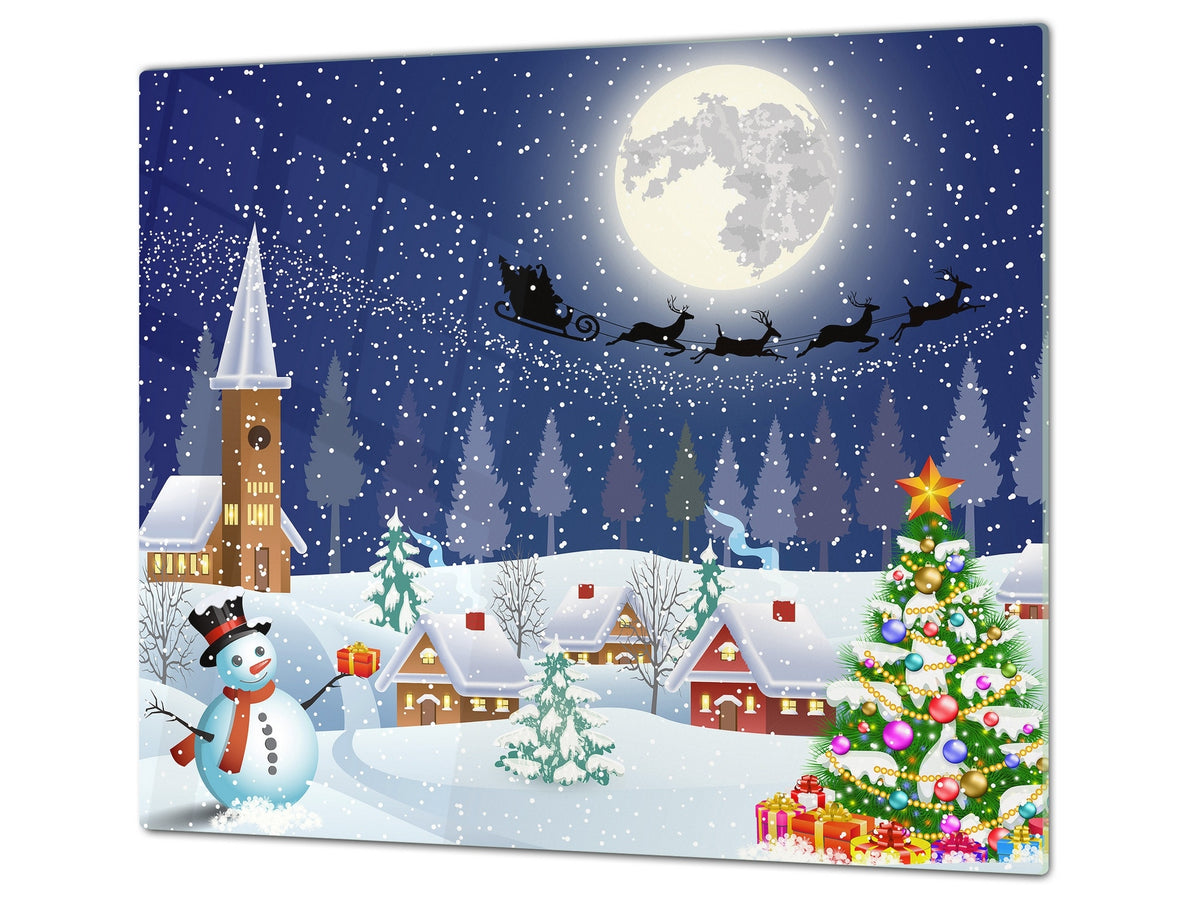 CUTTING BOARD and Cooktop Cover ;D20 Christmas Series: Christmas landscape