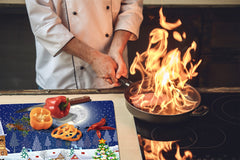 CUTTING BOARD and Cooktop Cover ;D20 Christmas Series: Christmas landscape
