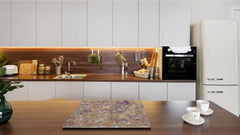 UNIQUE Tempered GLASS Kitchen Board – Scratch Resistant Glass Cutting Board – Glass Countertop MEASURES: SINGLE: 60 x 52 cm (23,62” x 20,47”); DOUBLE: 30 x 52 cm (11,81” x 20,47”); D29 Colourful Variety Series: Vintage mosaic