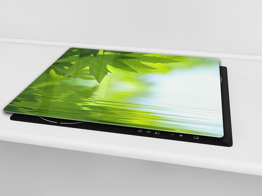 Tempered GLASS Kitchen Board – Impact & Scratch Resistant; D08 Nature Series: Leaves 4