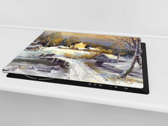 UNIQUE Tempered GLASS Kitchen Board 60D05A: Winter day