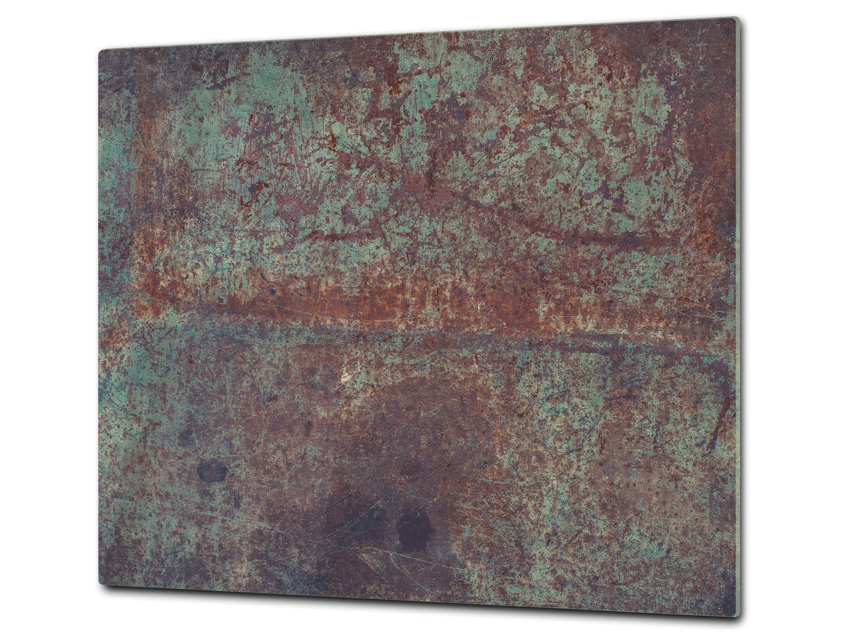 Chopping Board -  Impact & Scratch Resistant - Glass Cutting Board D24 Rusted textures Series: Vintage rusted metal