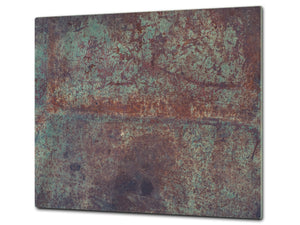 Chopping Board -  Impact & Scratch Resistant - Glass Cutting Board D24 Rusted textures Series: Vintage rusted metal
