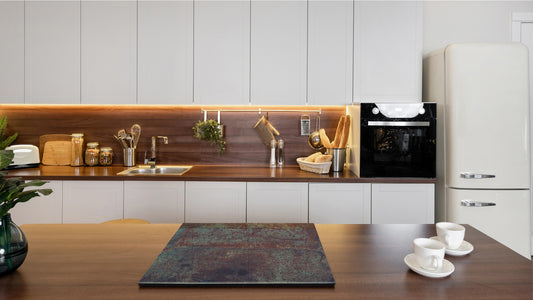 Chopping Board -  Impact & Scratch Resistant - Glass Cutting Board D24 Rusted textures Series: Vintage rusted metal