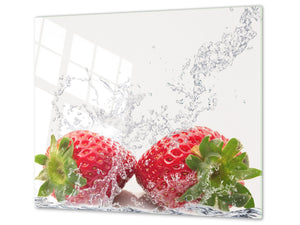 Tabla de cocina de vidrio templado - Tabla de corte de cristal resistente D07 Frutas y verduras: Fresa 30