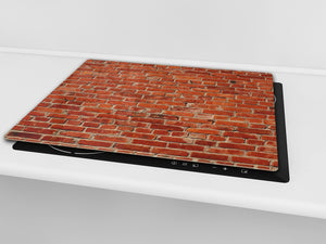 Tagliere da cucina in vetro e Copri-piano cottura a induzione; D10B Serie Textures B: Muro di mattoni 1