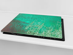 Chopping Board -  Impact & Scratch Resistant - Glass Cutting Board D24 Rusted textures Series: Oxidized copper ornament