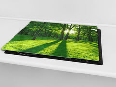 Tempered GLASS Kitchen Board – Impact & Scratch Resistant; D08 Nature Series: Trees 2